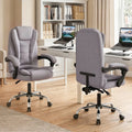 Big High Back Executive Chair with Linkage Armrests and Leather Padded Seat for Office-Gray - Gray - Big and Tall Chairs