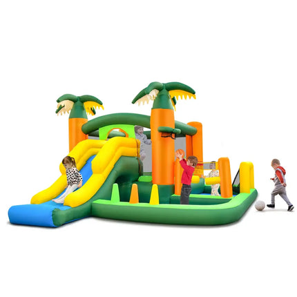Big Inflatable Bounce House with Slide and Ball Pits for Indoor and Outdoor with 735W Blower - Green - Bounce House