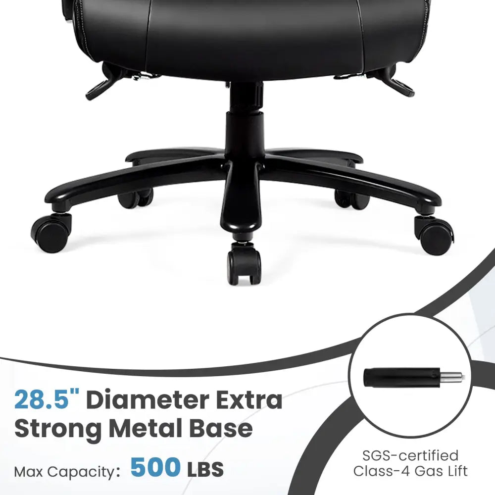 Big & Tall 400lb PU Leather Massage Office Chair-Black - Black - Big and Tall Chairs