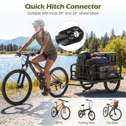 Bike Cargo Trailer Heavy-Duty Bicycle Wagon Cart with Universal Hitch-Black - Black - Garages