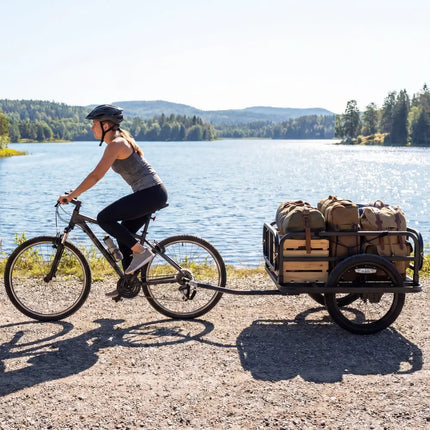 Bike Cargo Trailer Heavy-Duty Bicycle Wagon Cart with Universal Hitch-Black - Black - Garages