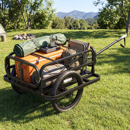 Bike Cargo Trailer Heavy-Duty Bicycle Wagon Cart with Universal Hitch-Black - Black - Garages