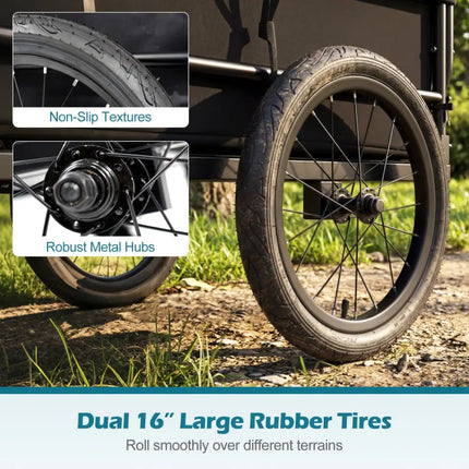 Bike Cargo Trailer with Bag and Cover Heavy-Duty Bicycle Wagon Cart-Black - Black - Garages