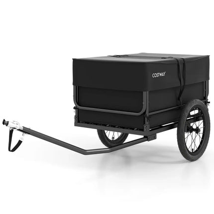 Bike Cargo Trailer with Bag and Cover Heavy-Duty Bicycle Wagon Cart-Black - Black - Garages