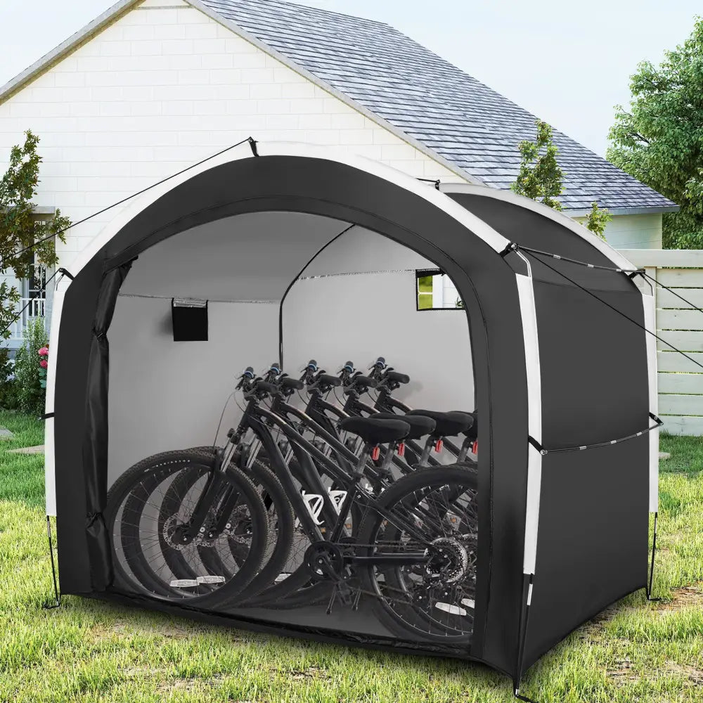 Bike Storage Shed Tent with PU4000MM Waterproof 210D Oxford Fabric for 5 Bikes - Black - Carports