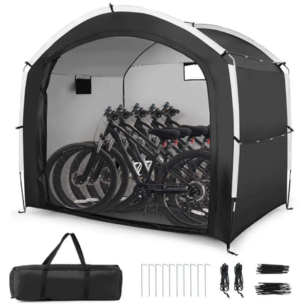 Bike Storage Shed Tent with PU4000MM Waterproof 210D Oxford Fabric for 5 Bikes - Black - Carports