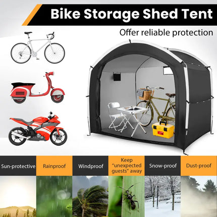 Bike Storage Shed Tent with PU4000MM Waterproof 210D Oxford Fabric for 5 Bikes - Black - Carports