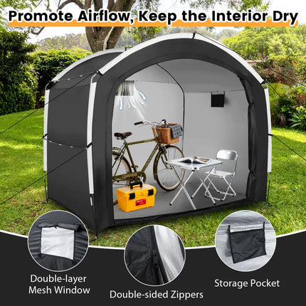 Bike Storage Shed Tent with PU4000MM Waterproof 210D Oxford Fabric for 5 Bikes - Black - Carports