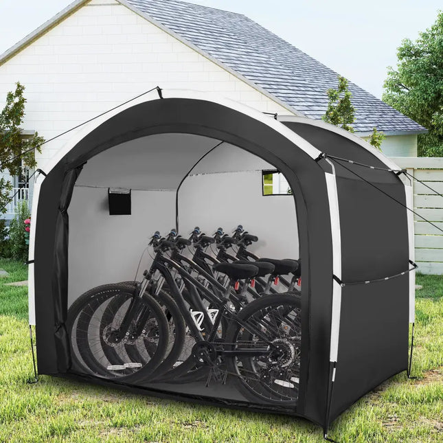 Bike Storage Shed Tent with PU4000MM Waterproof 210D Oxford Fabric for 5 Bikes - Black - Carports