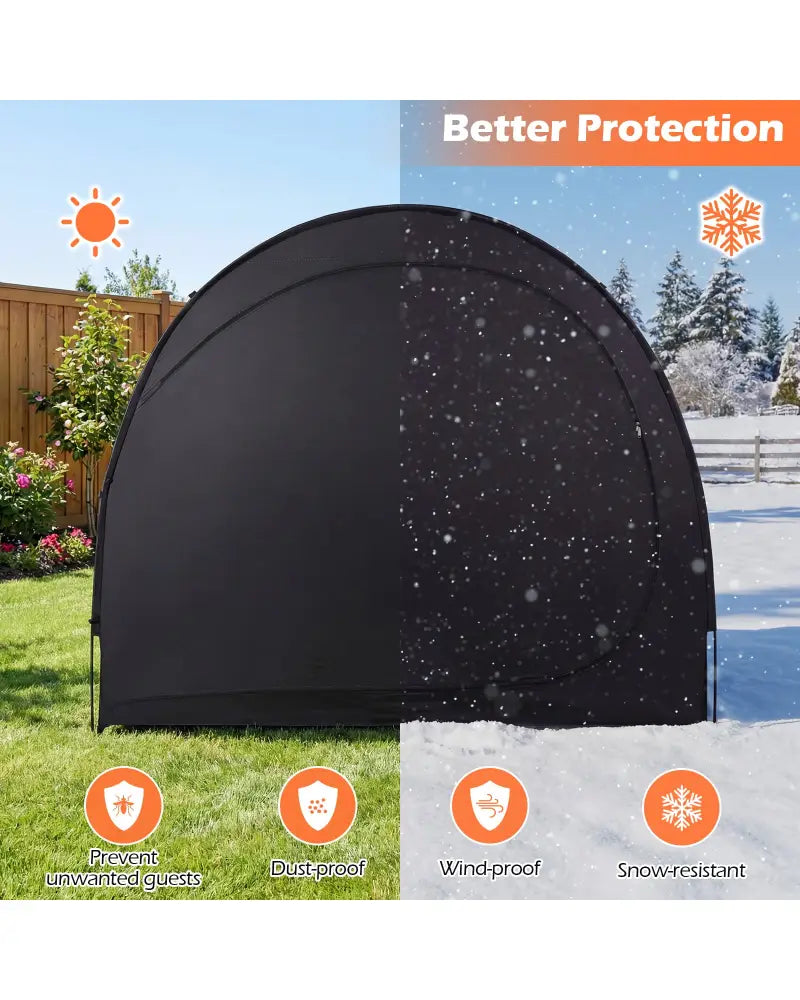 Bike Storage Tent Portable Bicycle Shed with Waterproof PU Coated Oxford Fabric-Black - Black - Carports