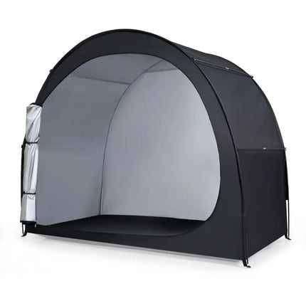Bike Storage Tent Portable Bicycle Shed with Waterproof PU Coated Oxford Fabric-Black - Black - Carports