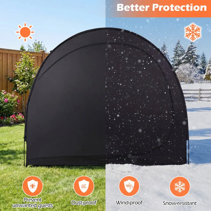Bike Storage Tent Portable Bicycle Shed with Waterproof PU Coated Oxford Fabric-Black - Black - Carports