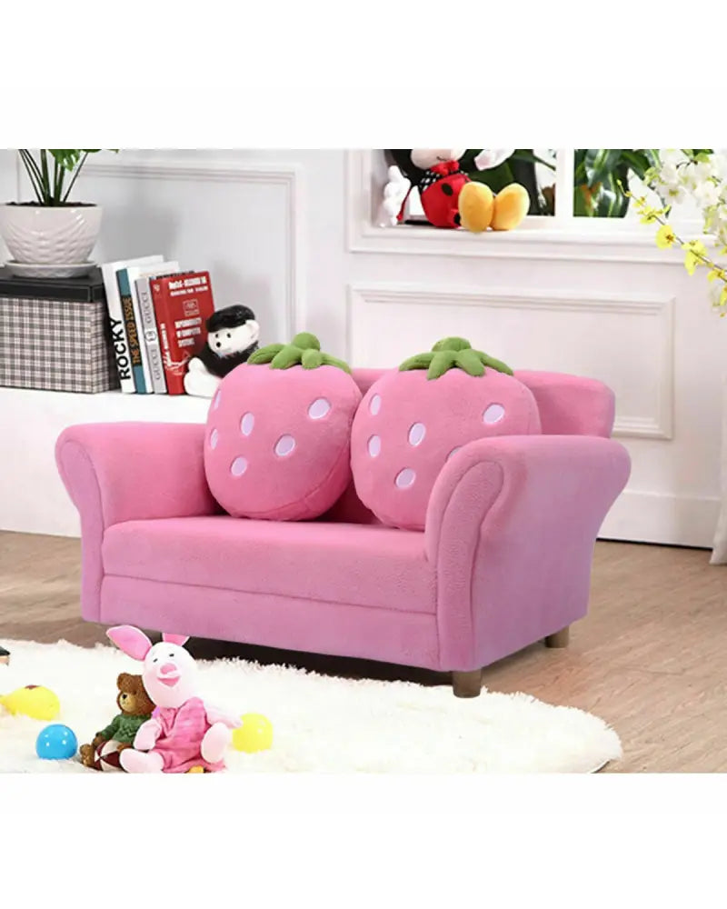 BL/PI Kids Strawberry Armrest Chair Sofa-Pink - Pink - Kids Chairs & Seating
