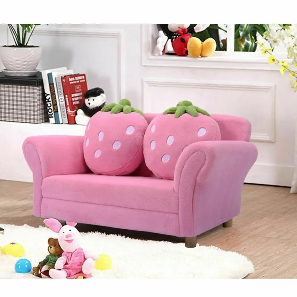 BL/PI Kids Strawberry Armrest Chair Sofa-Pink - Pink - Kids Chairs & Seating