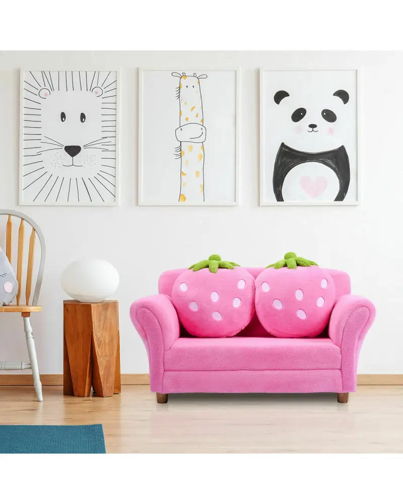 BL/PI Kids Strawberry Armrest Chair Sofa-Pink - Pink - Kids Chairs & Seating