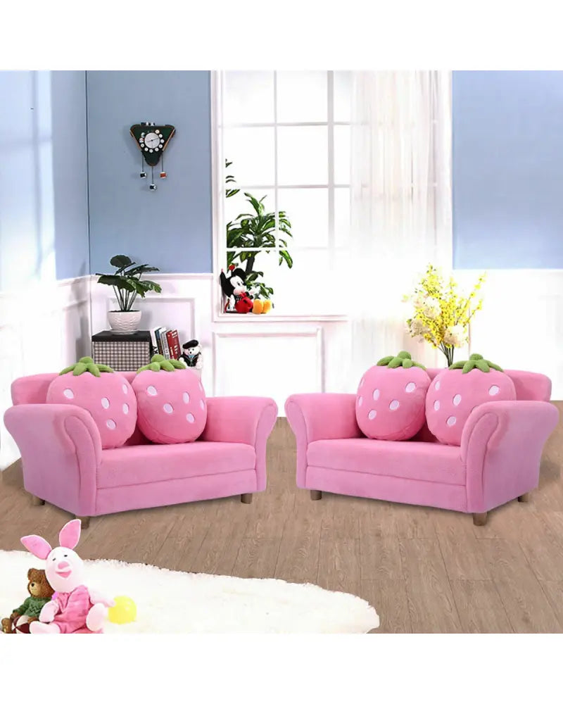 BL/PI Kids Strawberry Armrest Chair Sofa-Pink - Pink - Kids Chairs & Seating