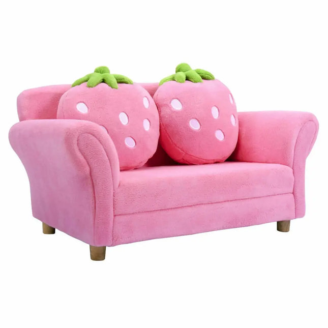 BL/PI Kids Strawberry Armrest Chair Sofa-Pink - Pink - Kids Chairs & Seating