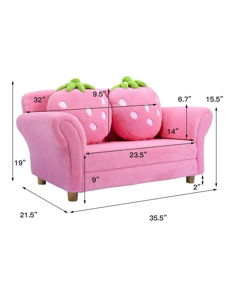 BL/PI Kids Strawberry Armrest Chair Sofa-Pink - Pink - Kids Chairs & Seating