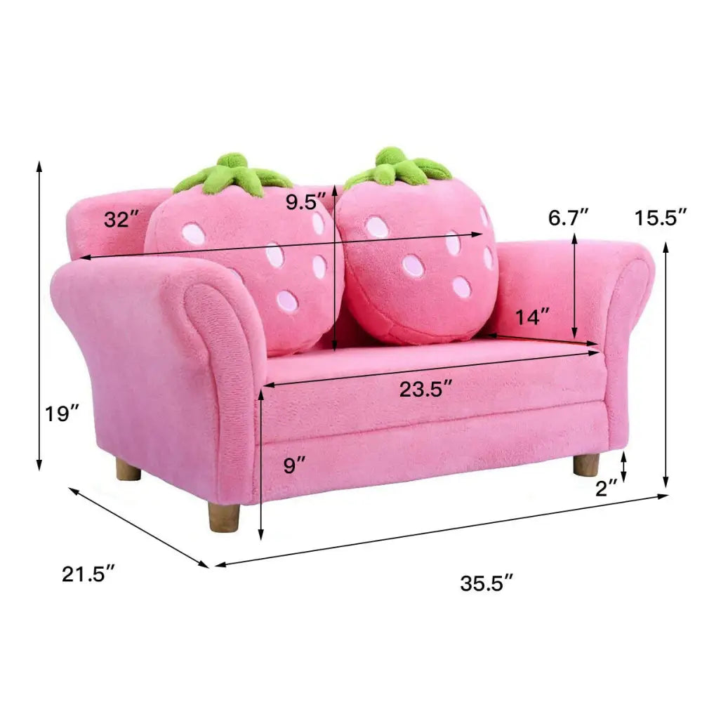BL/PI Kids Strawberry Armrest Chair Sofa-Pink - Pink - Kids Chairs & Seating