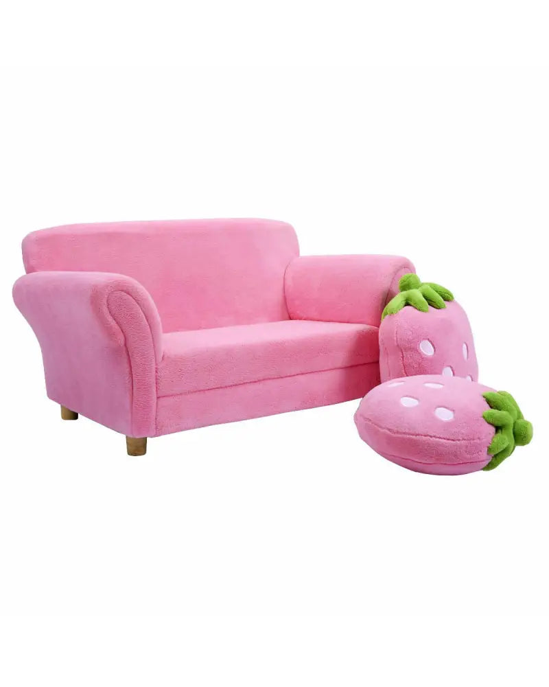 BL/PI Kids Strawberry Armrest Chair Sofa-Pink - Pink - Kids Chairs & Seating