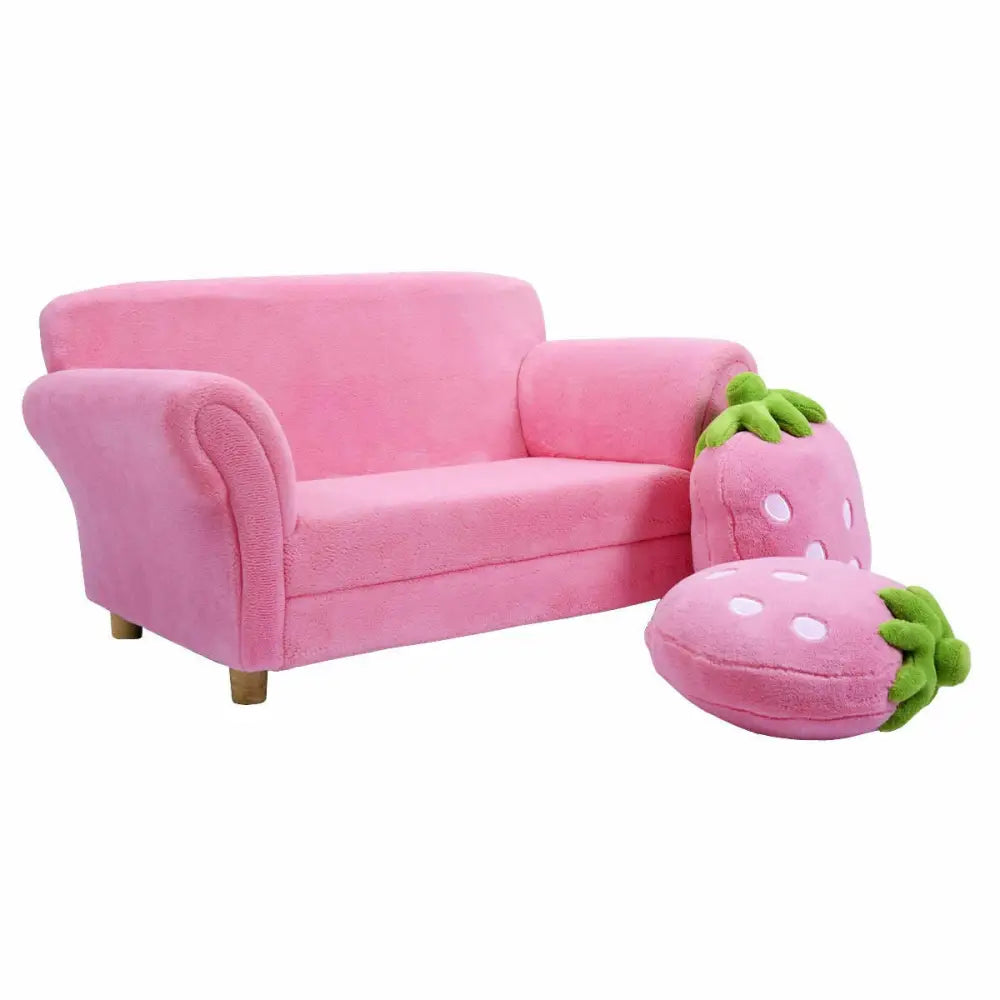 BL/PI Kids Strawberry Armrest Chair Sofa-Pink - Pink - Kids Chairs & Seating