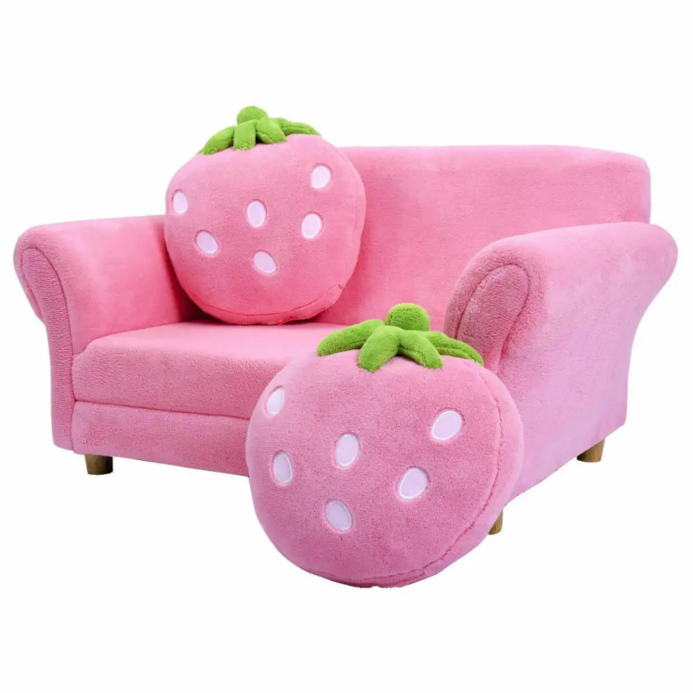 BL/PI Kids Strawberry Armrest Chair Sofa-Pink - Pink - Kids Chairs & Seating