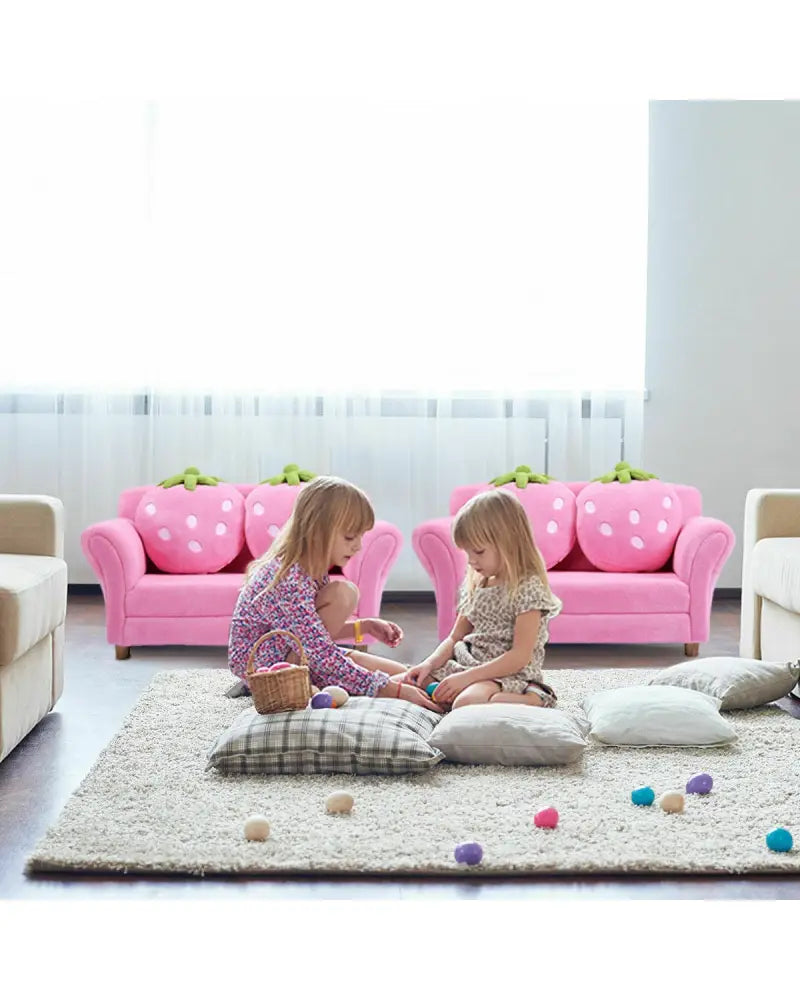 BL/PI Kids Strawberry Armrest Chair Sofa-Pink - Pink - Kids Chairs & Seating