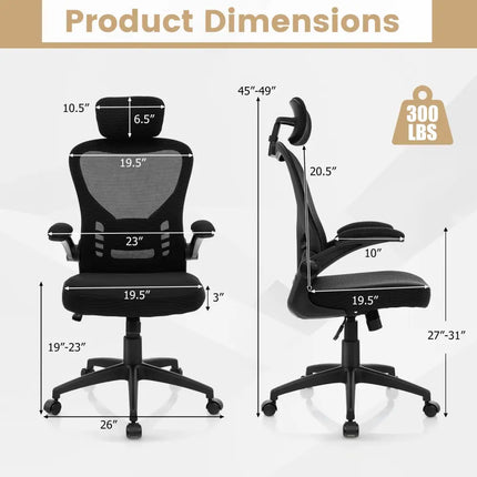 Black 48 inch Computer Desk and Ergonomic Mesh Office Chair Bundle for Home Office - Home Office