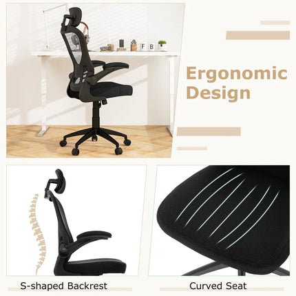 Black 48 inch Computer Desk and Ergonomic Mesh Office Chair Bundle for Home Office - Home Office