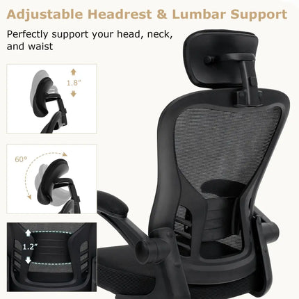 Black 48 inch Computer Desk and Ergonomic Mesh Office Chair Bundle for Home Office - Home Office