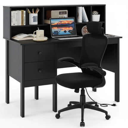 Black 48 inch Computer Desk and Ergonomic Mesh Office Chair Bundle for Home Office - Home Office