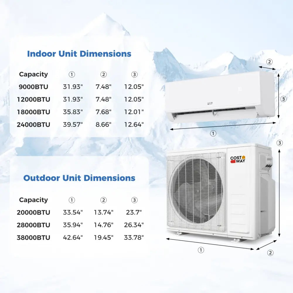 Blast Pro 20000 BTU 2 Zone 23 SEER2 Mini Split AC with Heat Pump-12K + 12K - 2 Zone Mini Split