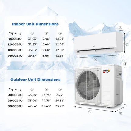 Blast Pro 20000 BTU 2 Zone 23 SEER2 Mini Split AC with Heat Pump - 12K + 12K - Oasis Home Essentials