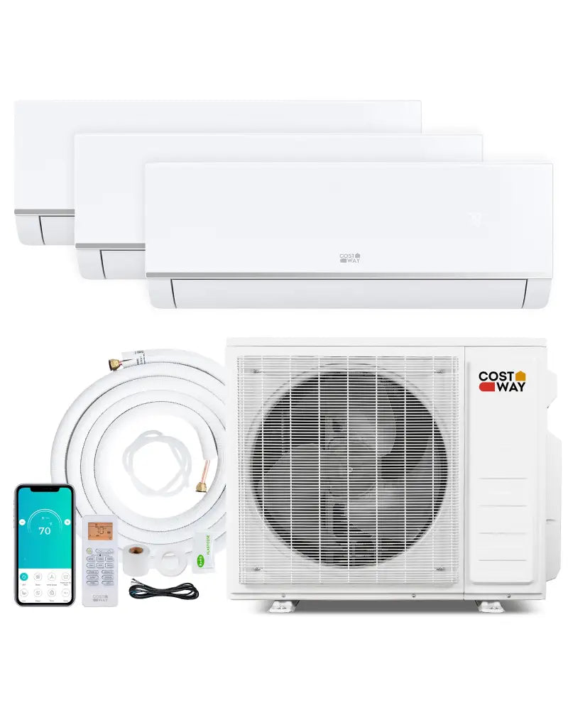 Blast Pro 28000 BTU 3 Zone 20 SEER2 Mini Split AC with Heat Pump-9K + 9K + 12K - White - 3 Zone Mini Split