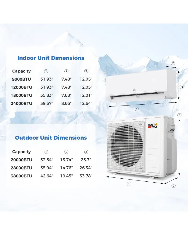 Blast Pro 28000 BTU 3 Zone 20 SEER2 Mini Split AC with Heat Pump-9K + 12K + 12K - White - 3 Zone Mini Split