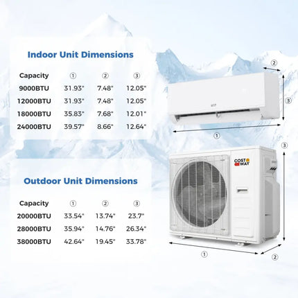 Blast Pro 38000 BTU 2 Zone 20 SEER2 Mini Split AC with Heat Pump - 9K + 24K - Oasis Home Essentials