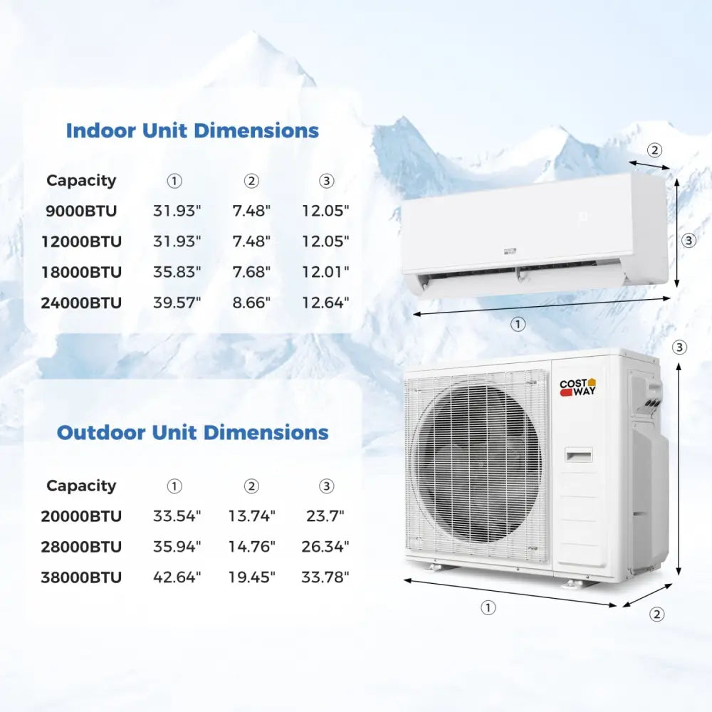 Blast Pro 38000 BTU 4 Zone 20 SEER2 Mini Split AC with Heat Pump - 9K + 9K + 12K + 18K - Oasis Home Essentials