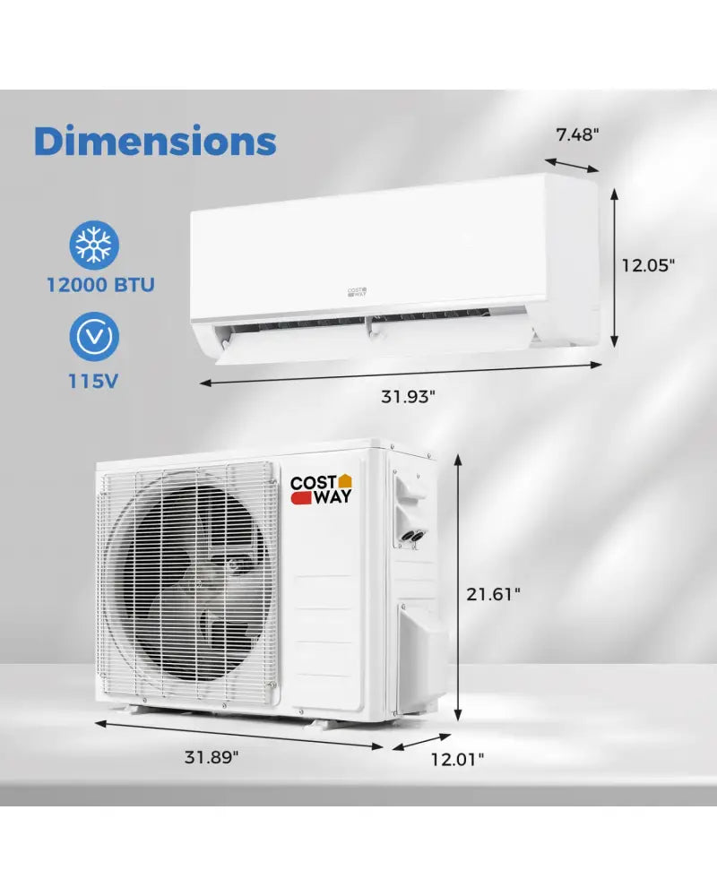 Blast Pro Series 12000 BTU 20 SEER2 115V Wifi Enabled Mini Split Air Conditioner and Heater - White - 12000 BTU Mini