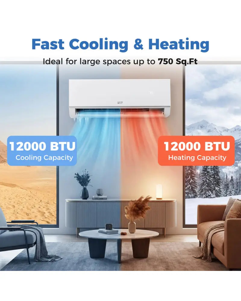 Blast Pro Series 12000 BTU 20 SEER2 208-230V Wifi Enabled Mini Split Air Conditioner and Heater - White - 12000 BTU