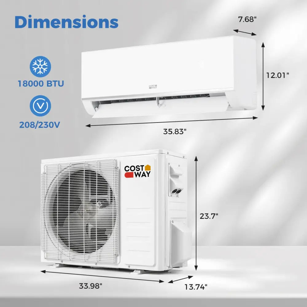 Blast Pro Series 18000 BTU 20 SEER2 208-230V Wifi Enabled Mini Split Air Conditioner and Heater - White - 18000 BTU