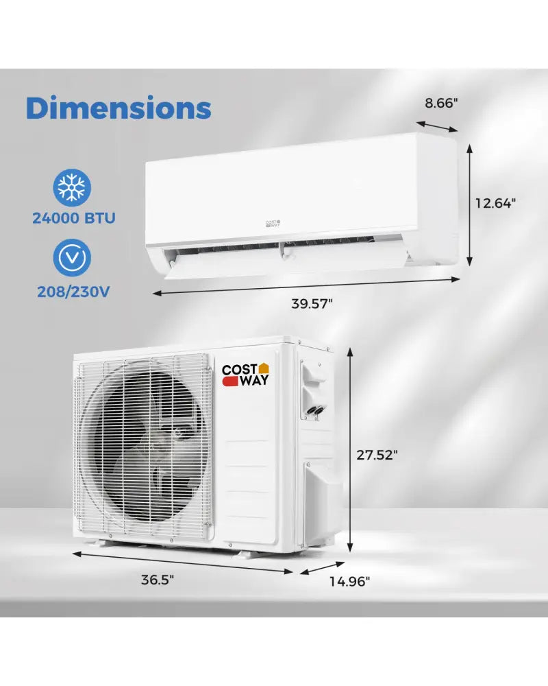 Blast Pro Series 24000 BTU 20 SEER2 208-230V Wifi Enabled Mini Split Air Conditioner and Heater - White - 24000 BTU