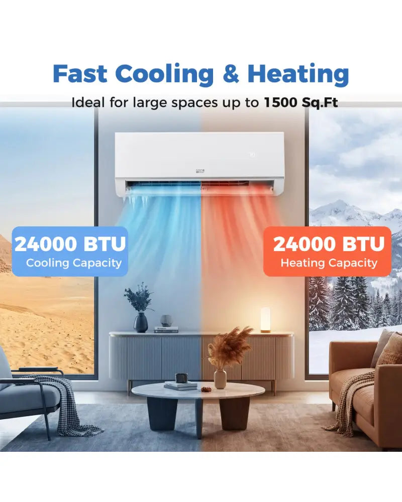 Blast Pro Series 24000 BTU 20 SEER2 208-230V Wifi Enabled Mini Split Air Conditioner and Heater - White - 24000 BTU