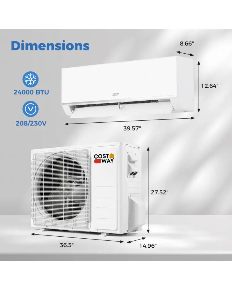 Blast Pro Series 24000 BTU 20 SEER2 208-230V Wifi Enabled Mini Split Air Conditioner and Heater - White - 24000 BTU
