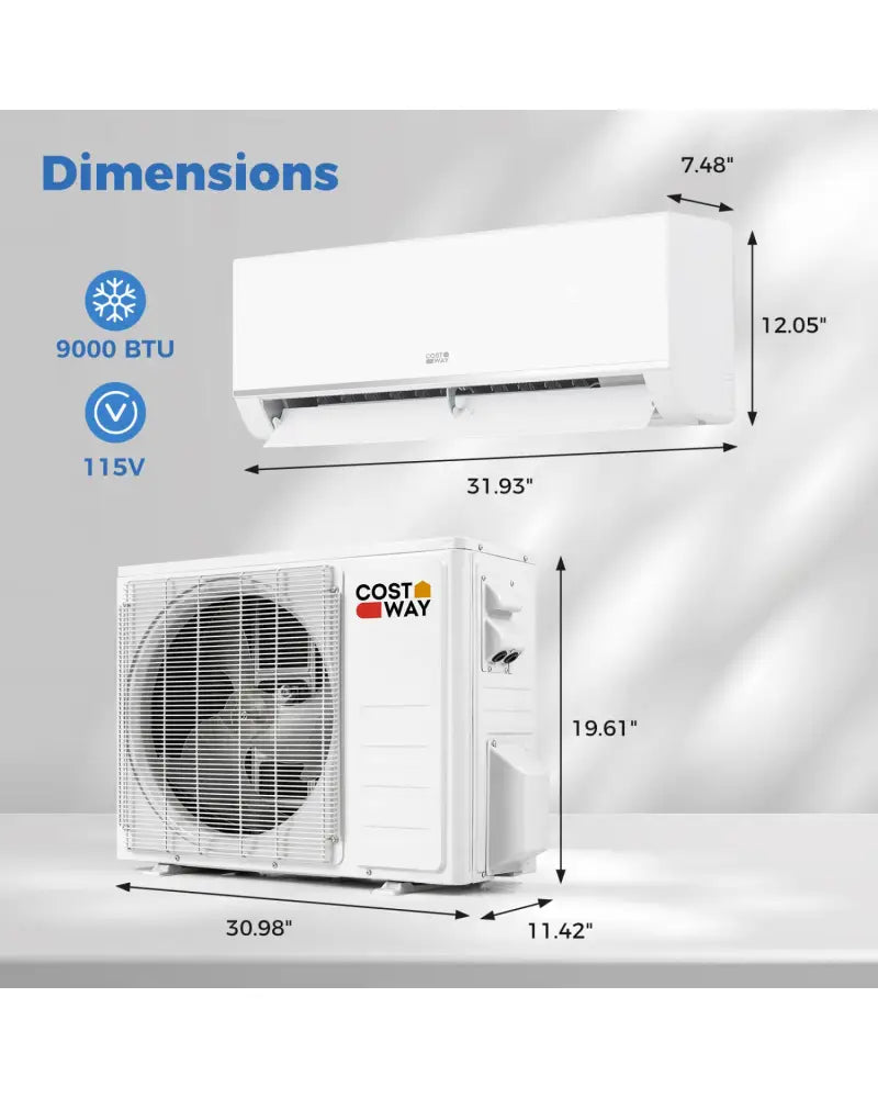 Blast Pro Series 9000 BTU 20 SEER2 115V Wifi Enabled Mini Split Air Conditioner and Heater - White - 9000 BTU Mini Split