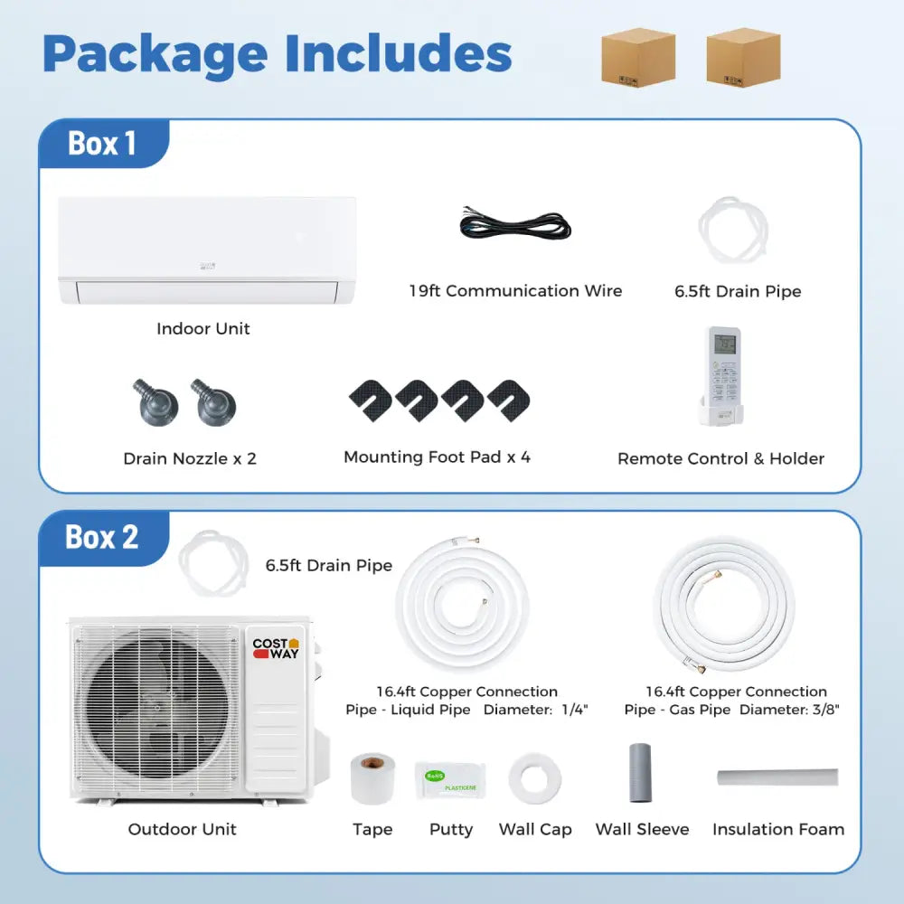 Blast Pro Series 9000 BTU 21 SEER2 208-230V Wifi Enabled Mini Split Air Conditioner and Heater - White - 9000 BTU Mini