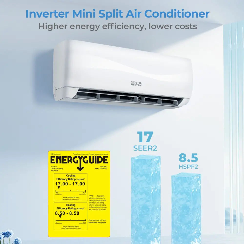 Blast Series 12000 BTU 17 SEER2 208-230V Mini Split Air Conditioner with Heat Pump - White - 12000 BTU Mini Split