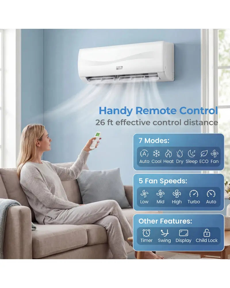 Blast Series 23000 BTU 19 SEER2 208-230V Mini Split Air Conditioner with Heat Pump - White - 24000 BTU Mini Split