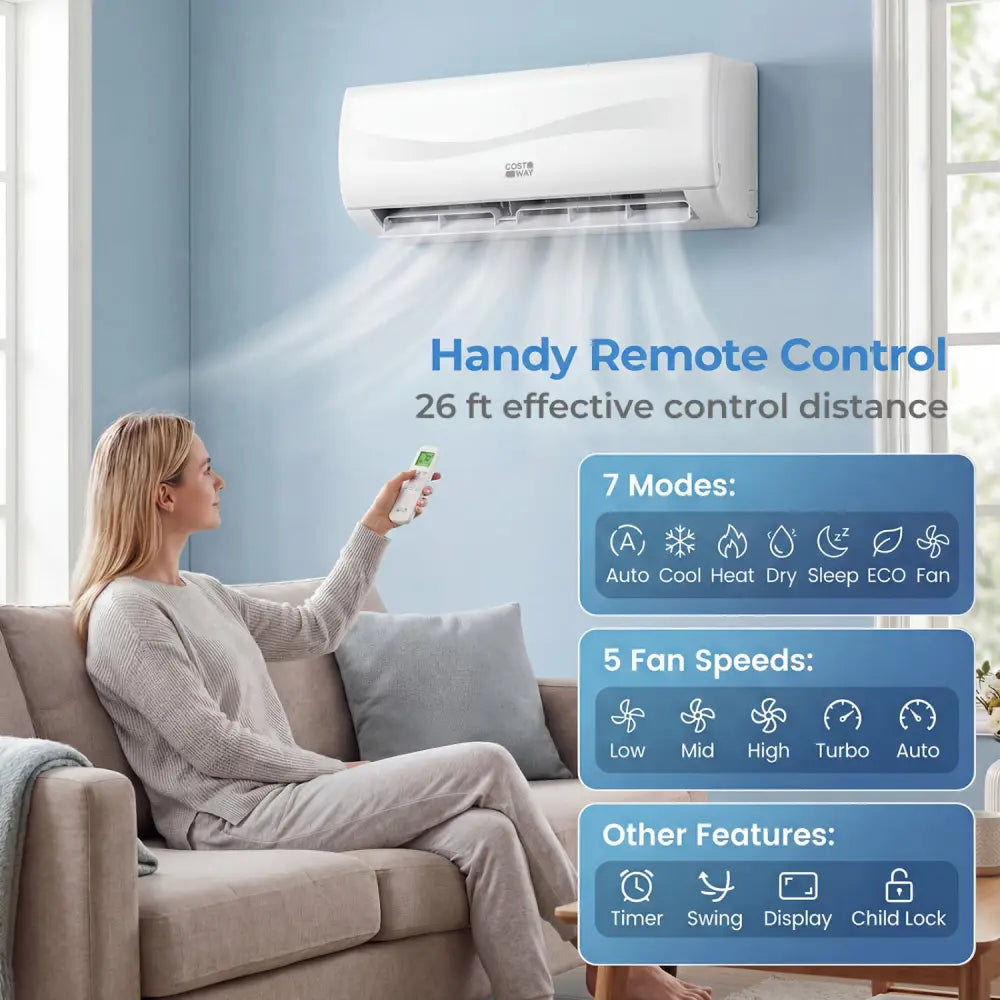 Blast Series 23000 BTU 19 SEER2 208-230V Mini Split Air Conditioner with Heat Pump - White - 24000 BTU Mini Split