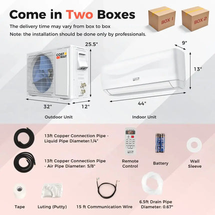 Blast Series 24000 BTU 18.5 SEER2 208-230V Ductless Mini Split Air Conditioner and Heater Costway