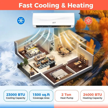 Blast Series 24000 BTU 18.5 SEER2 208-230V Ductless Mini Split Air Conditioner and Heater Costway
